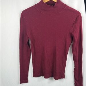 Vintage 90’s Kathy Ireland Maroon‎ Long Sleeve Mock Neck Top Medium Cotton